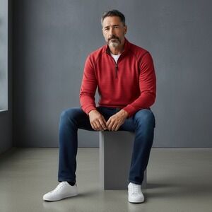 Outdoor Life Men's Red Quarter Zip Long Sleeve Athletic Pullover‎ Top XL